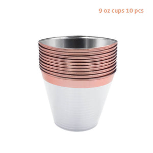 10 pcs/set Rose Gold Plastic Cups | Nicro Party 