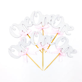 6 pcs/lot Glitter Paper 1st Birthday Cupcake Toppers | Nicro Party