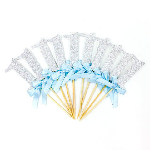 Image of 6 pcs/lot Glitter Paper 1st Birthday Cupcake Toppers | Nicro Party