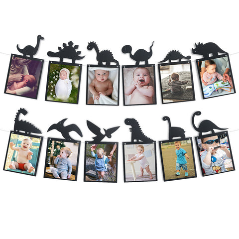Image of Black Dinosaur Theme Photo Garland Banner Hanging Clips | Nicro Party