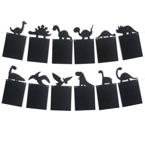 Image of Black Dinosaur Theme Photo Garland Banner Hanging Clips | Nicro Party