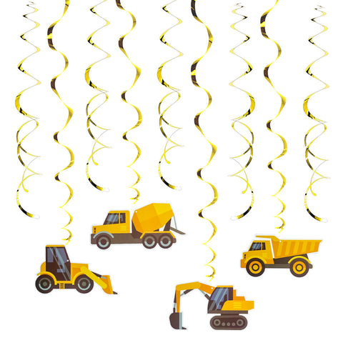 Image of Excavator Truck Swirl Decorations | Nicro Party