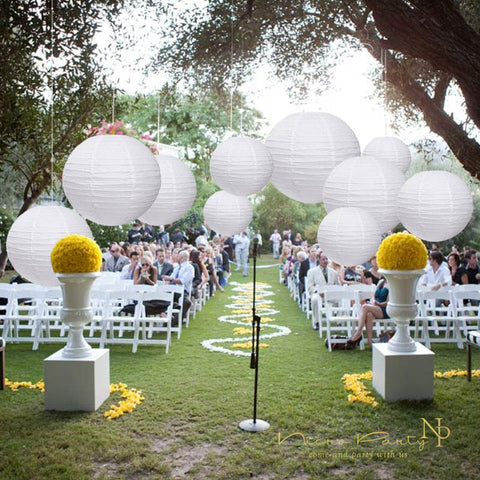 Image of 10 Pcs/Set White Paper Lanterns Set