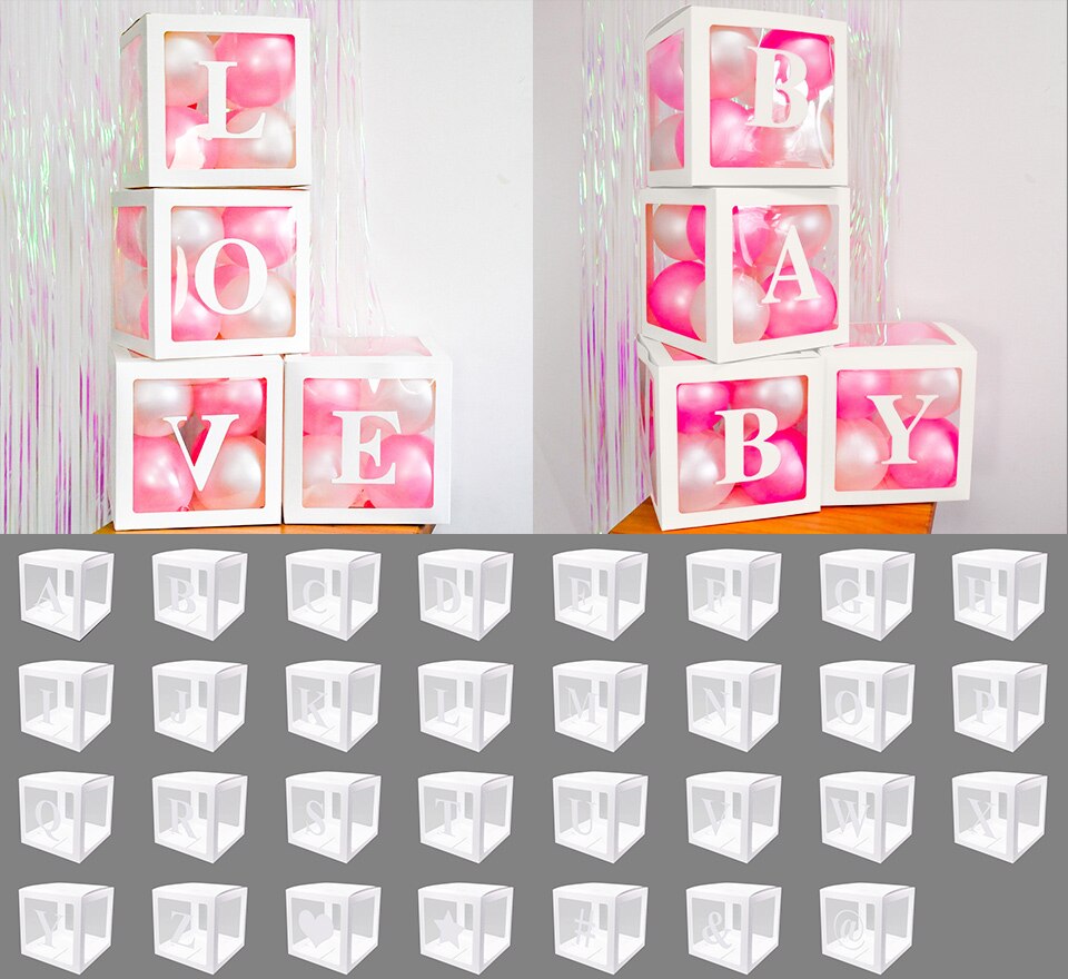 Alphabet Number Transparent Packing Name  DIY Letter Balloon Box