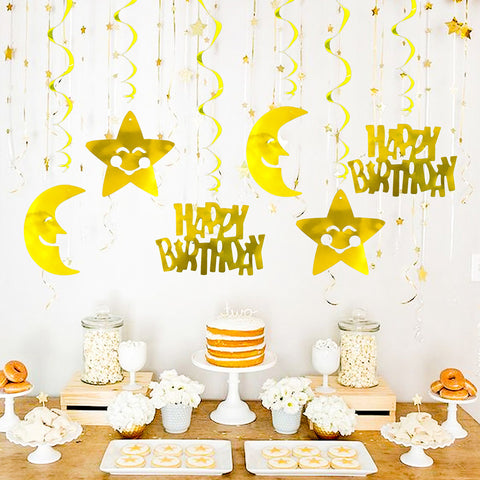 Image of Happy Birthday Moon Star Spiral Ornaments | Nicro Party