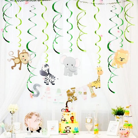 Image of Jungle Theme PVC Foil Swirls Banner | Nicro Party