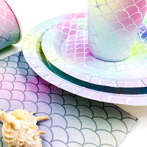 Image of Mermaid Disposable Clear Dinnerware Kit | Nicro Party
