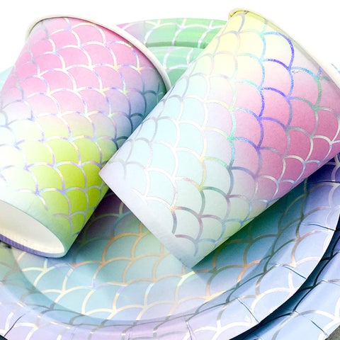 Image of Mermaid Disposable Clear Dinnerware Kit | Nicro Party