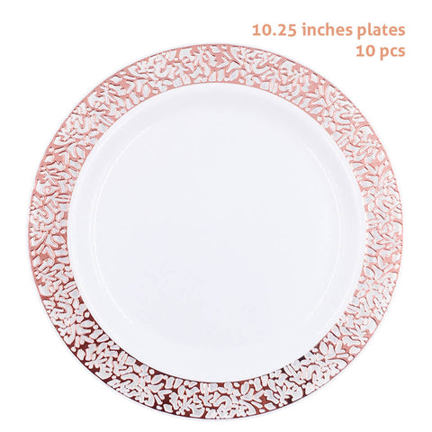 Image of 10 pcs/set Rose Gold Plastic Plates | Nicro Party
