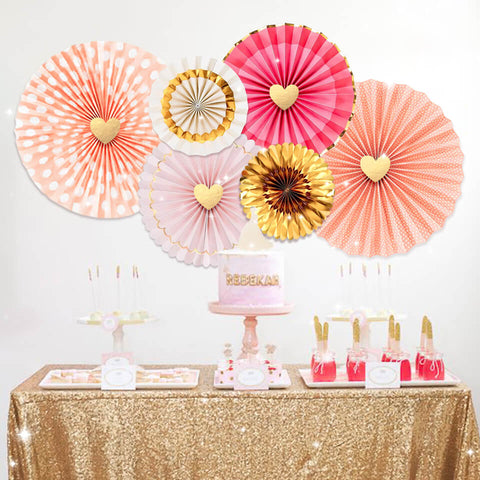 Image of Rose Gold Pink Paper Fans Kit | Nicro Party