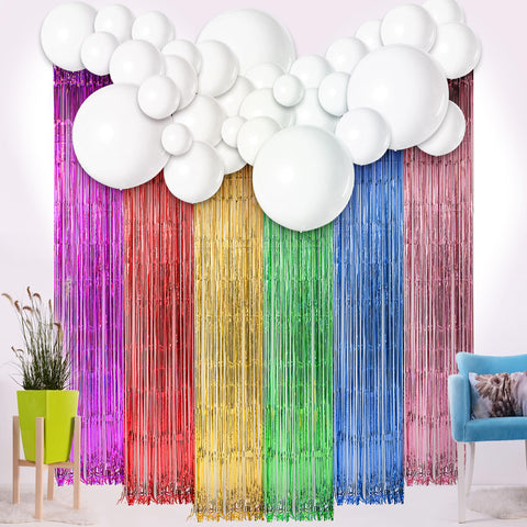 Image of Unicorn Theme Tassel Curtain Balloons Kit