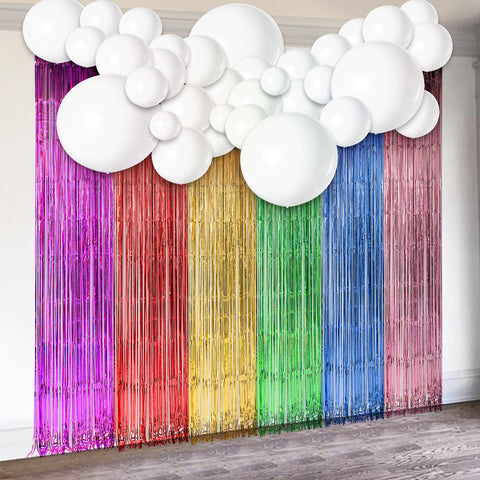 Image of Unicorn Theme Tassel Curtain Balloons Kit
