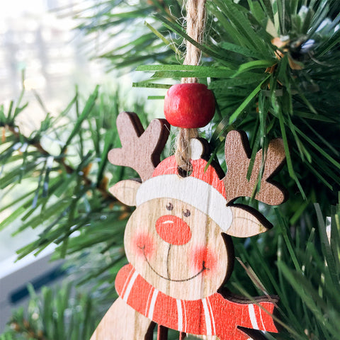 Image of  Wooden Christmas Santa Claus Snowman Pendant | Nicro Party