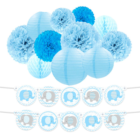 Image of Blue Elephant Boy  Baby Shower Kit