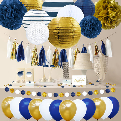 Image of navy party decorations