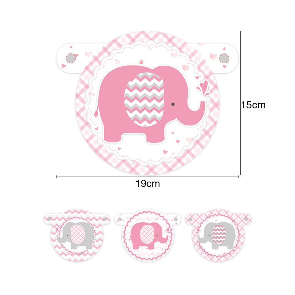 Pink Elephant Girl  Baby Shower banner size