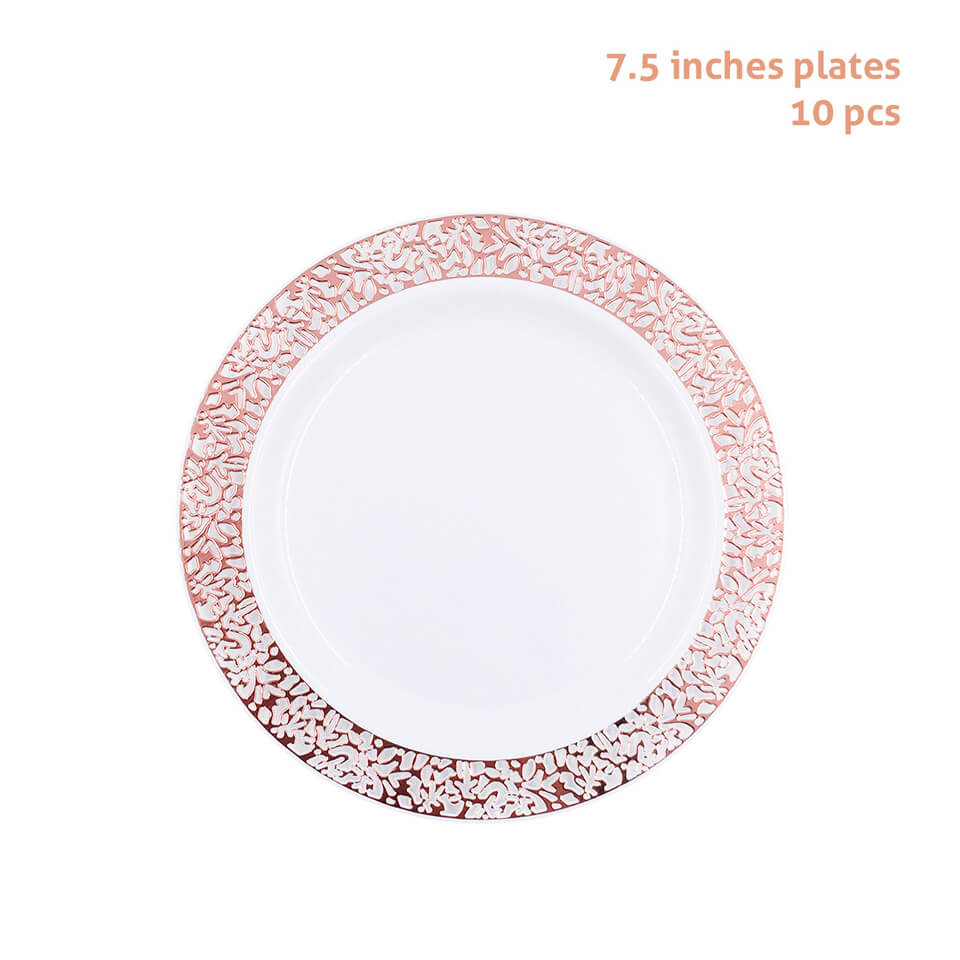 10 pcs/set Rose Gold Plastic Plates | Nicro Party