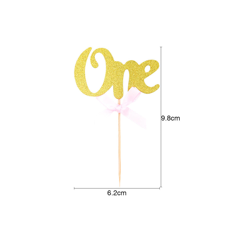 6 pcs/lot Glitter Paper 1st Birthday Cupcake Toppers | Nicro Party 