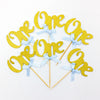 6 pcs/lot Glitter Paper 1st Birthday Cupcake Toppers | Nicro Party 