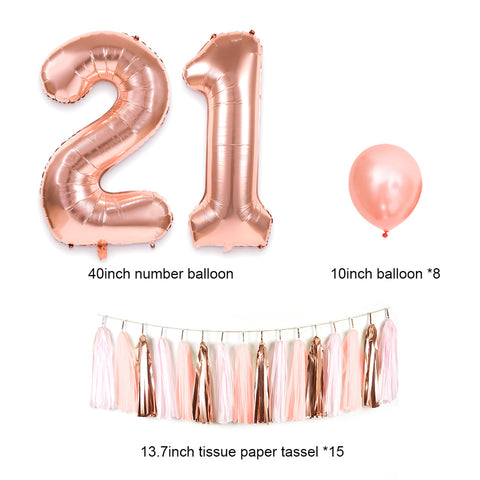 Image of 21st birthday decorations balloons and tassels