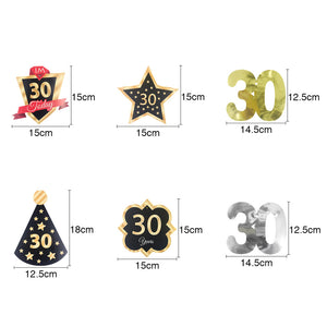 30 40 50 Birthday Gold Black DIY Spiral Ornaments Swirl | Nicro Party