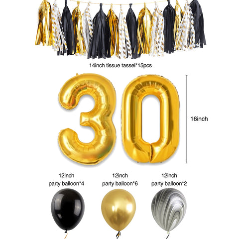 Image of 30th Birthday Party Decoration Kit balloons