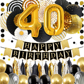 Gold 40th Birthday Party Decoration Kit