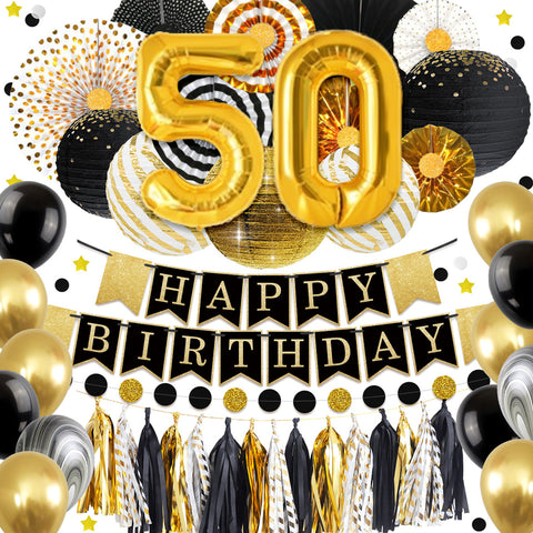 Image of 50th Gold Birthday Party Decoration Kit