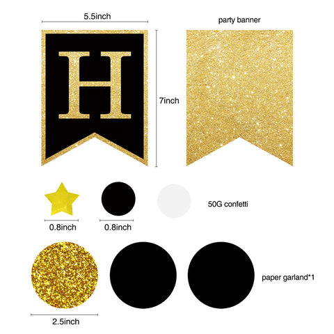 50th Gold Birthday Party Decoration Kit banner garland