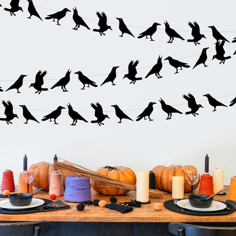 Image of 4 M Black Crow Paper Garland | Nicro Party