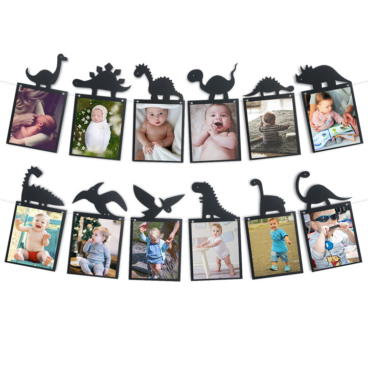 Black Dinosaur Theme Photo Garland Banner Hanging Clips | Nicro Party