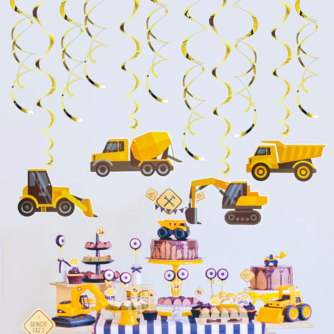 Image of Excavator Truck Swirl Decorations | Nicro Party