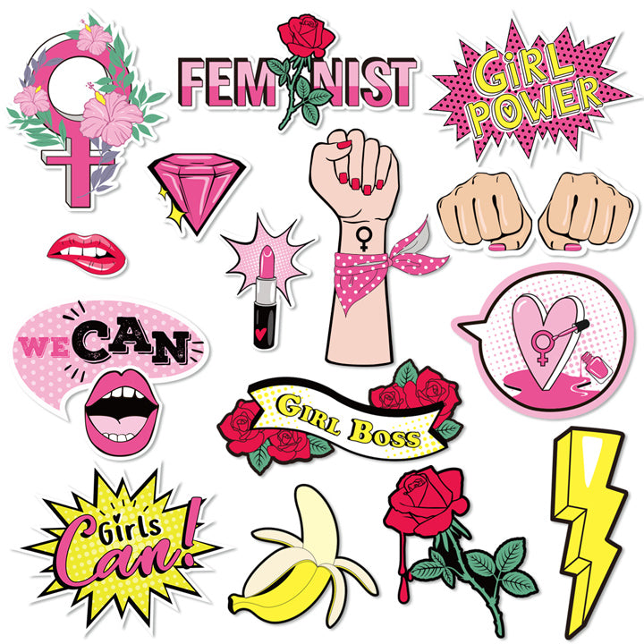 15 Count Girl Power Theme Photo Booth Props | Nicro Party