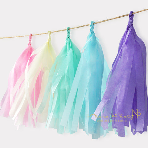 Image of Unicorn Party Decorations Tissue Tassel Paper Garland