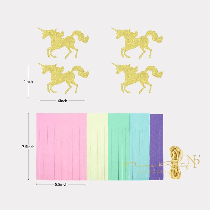 Unicorn Party Decorations Tissue Tassel Paper Garland