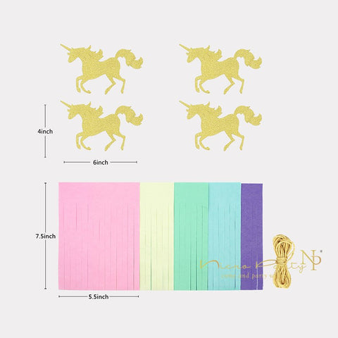 Image of Unicorn Party Decorations Tissue Tassel Paper Garland