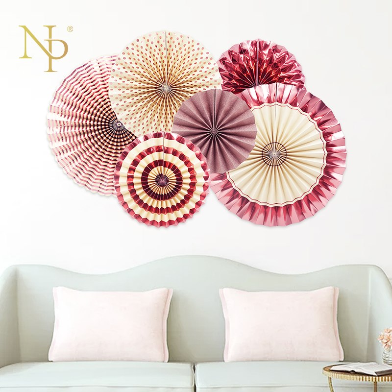 Rose Gold Party  Paper Fan Set