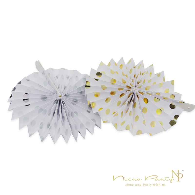 Gold Silver Dot Stripe Paper Fans