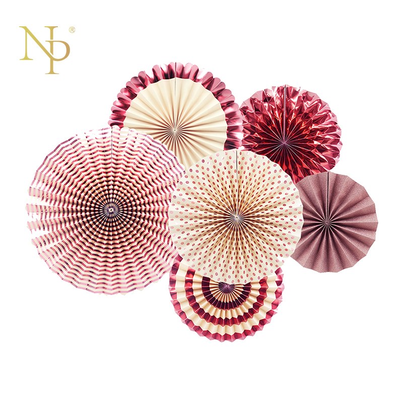 Rose Gold Party  Paper Fan Set