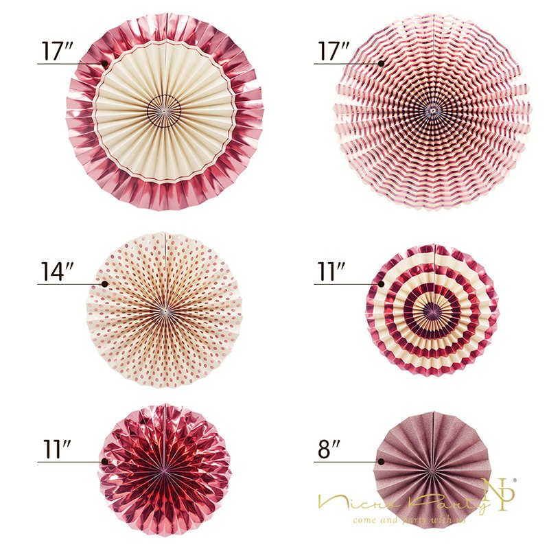 Rose Gold Party  Paper Fan Set