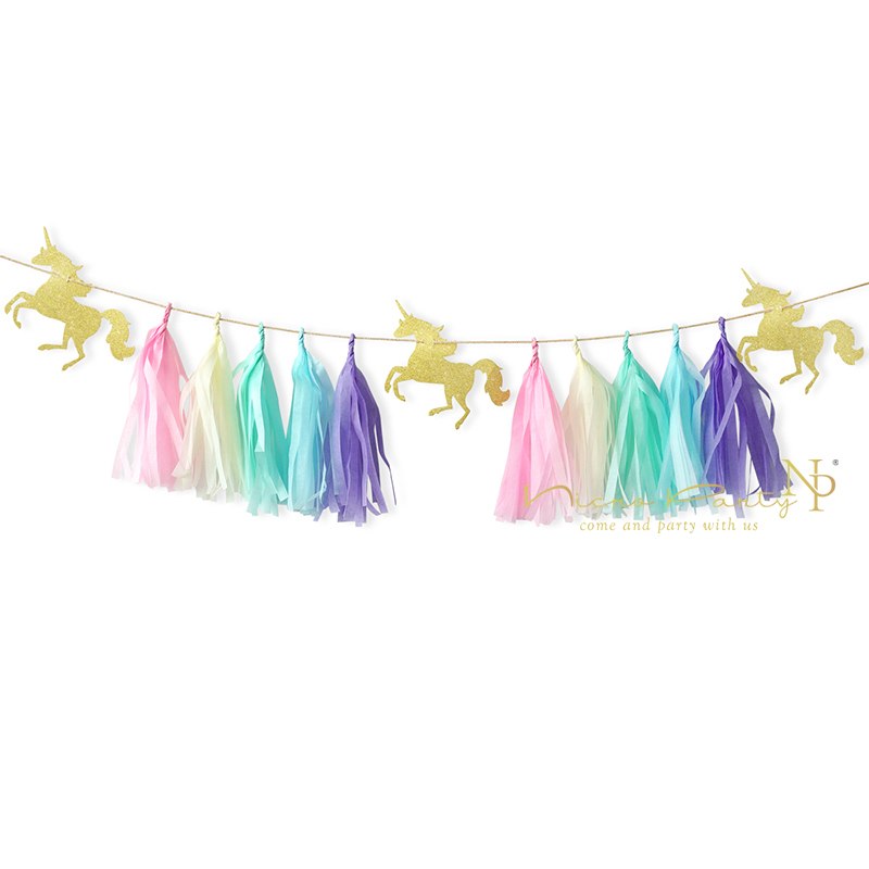 Unicorn Party Decorations Tissue Tassel Paper Garland