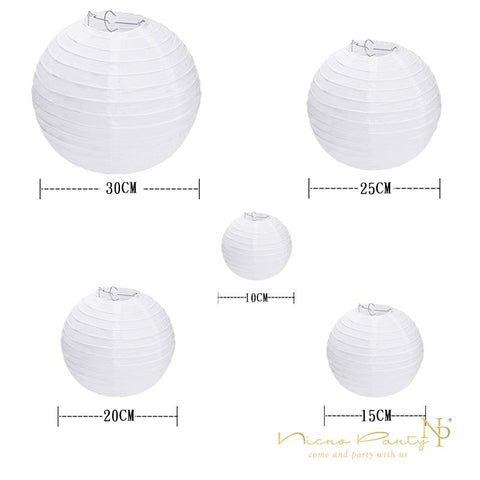 Image of 10 Pcs/Set White Paper Lanterns Set