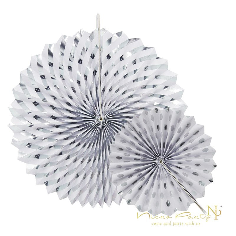 Gold Silver Dot Stripe Paper Fans