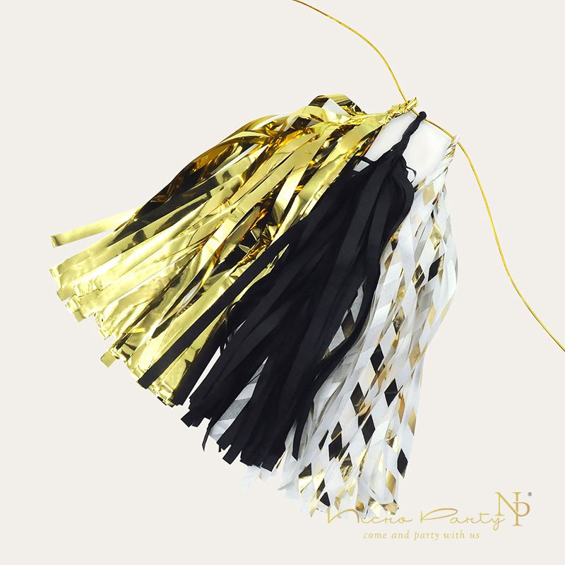 Tissue Tassel Garland 15pcs/set Black Gold