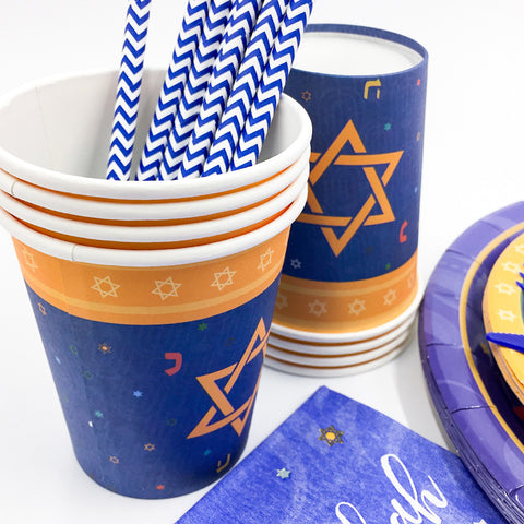 Image of Hanukkah Holiday of Lights Party Paper Tableware | Nicro Party