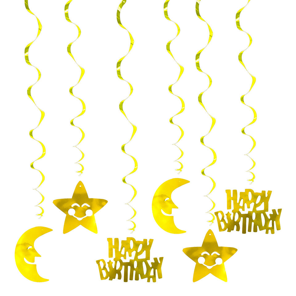 Happy Birthday Moon Star Spiral Ornaments | Nicro Party