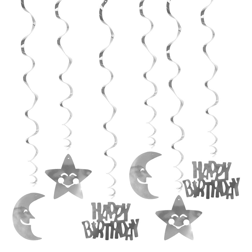 Happy Birthday Moon Star Spiral Ornaments | Nicro Party