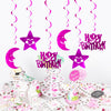 Happy Birthday Moon Star Spiral Ornaments | Nicro Party