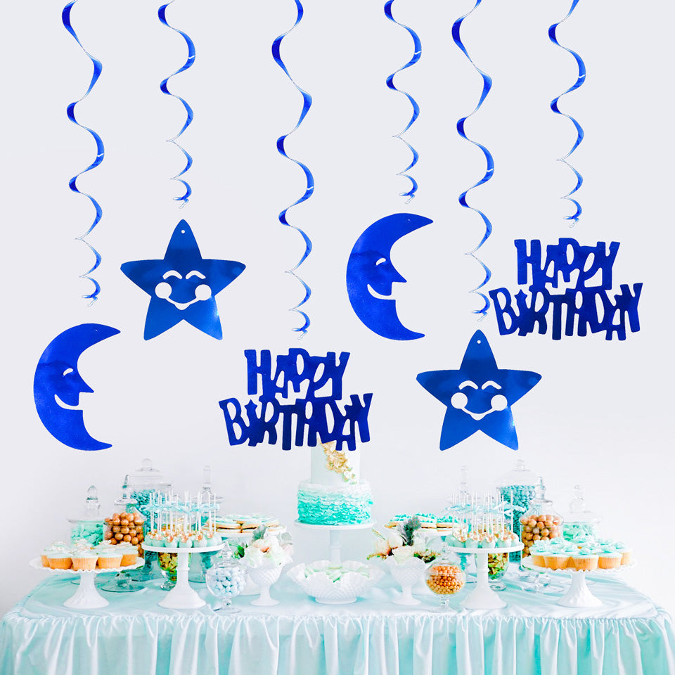 Happy Birthday Moon Star Spiral Ornaments | Nicro Party