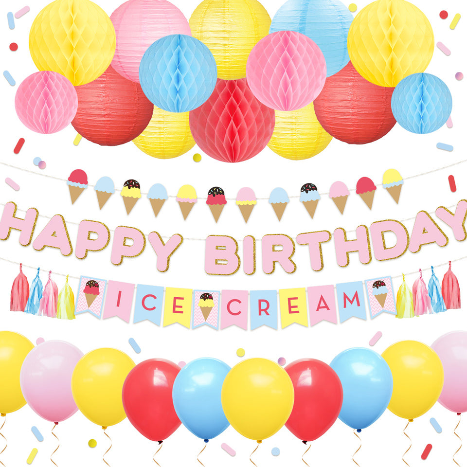 Ice Cream Happy Birthday Party Decor Kit